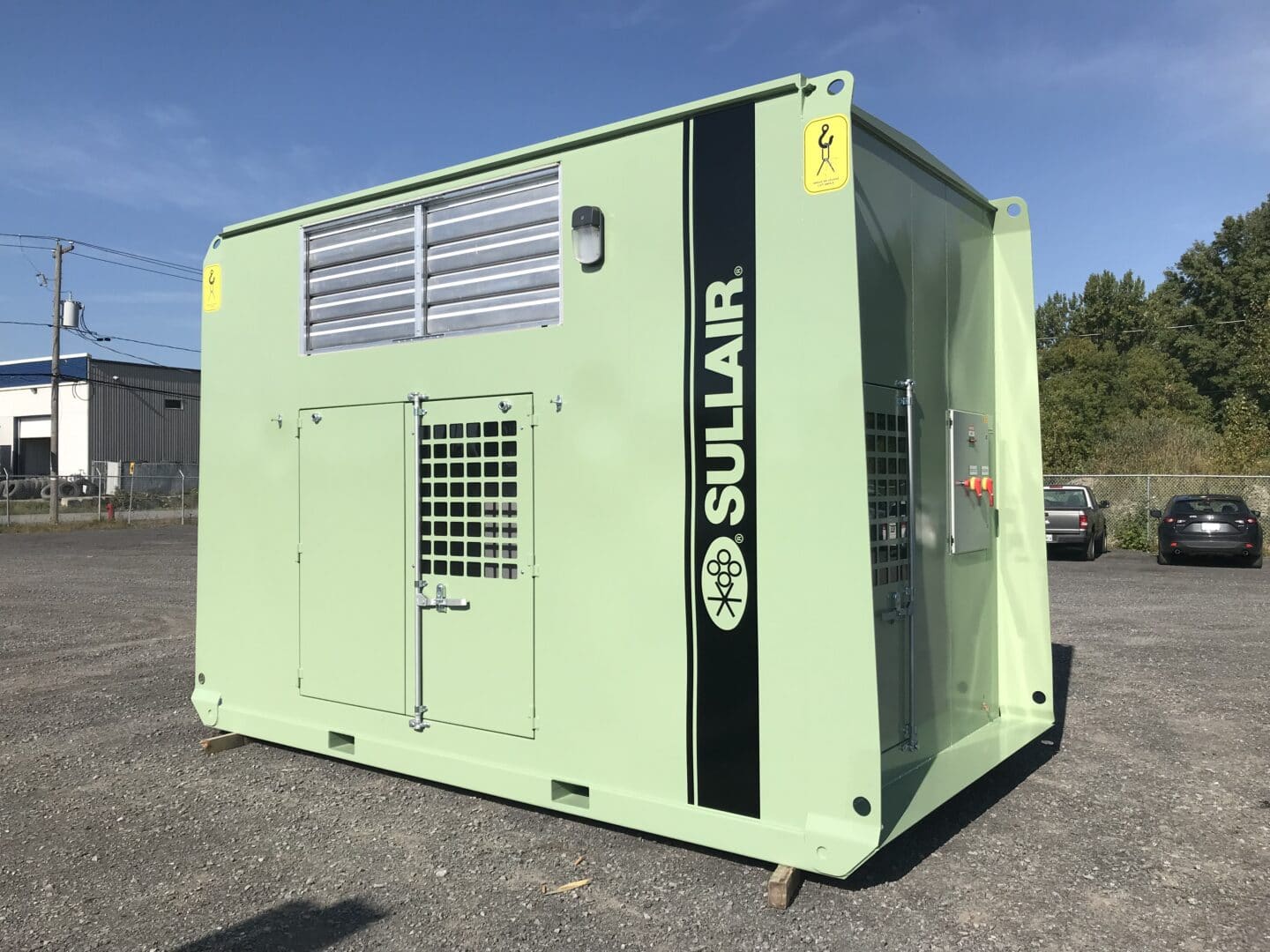 Mobile compressor room exterior solution Sullair branded AWA custom color